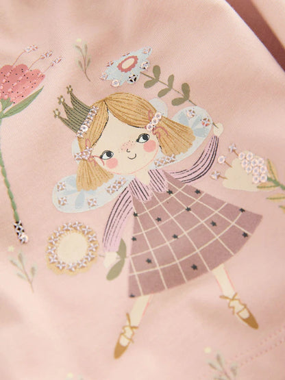 Pink Fairy Long Sleeve Embellished Dress