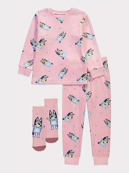 Bluey Heart Long Sleeve Fleece Pyjamas and Socks Set
