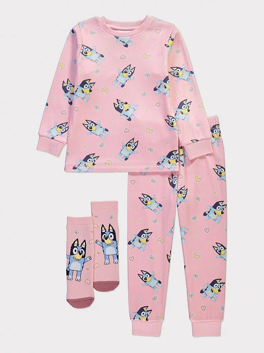 Bluey Heart Long Sleeve Fleece Pyjamas and Socks Set