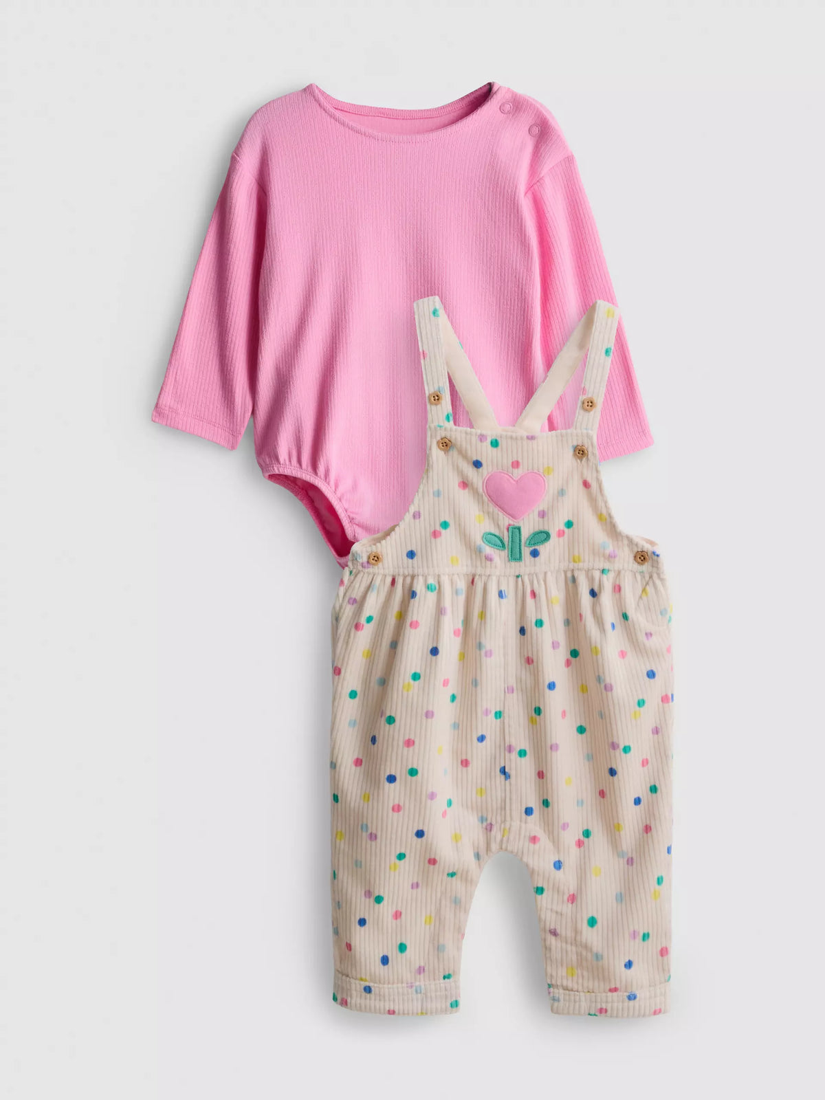 Cotton Rich Bodysuit and Corduroy Dungarees Set