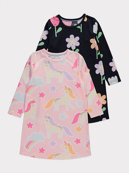Unicorn Flower Nightdress 2 Pack