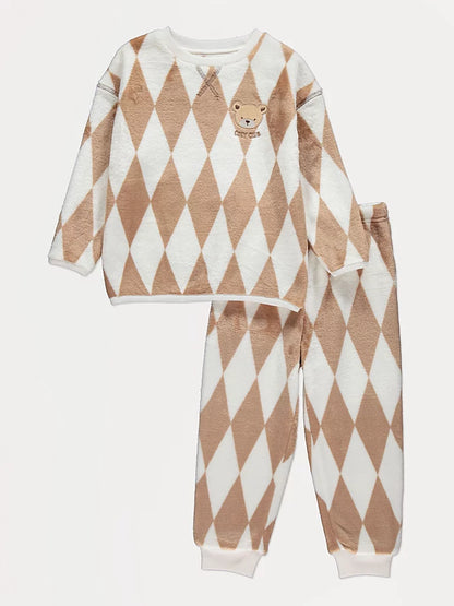 Teddy Cosy Club Harlequin Pattern Fleece Pyjamas