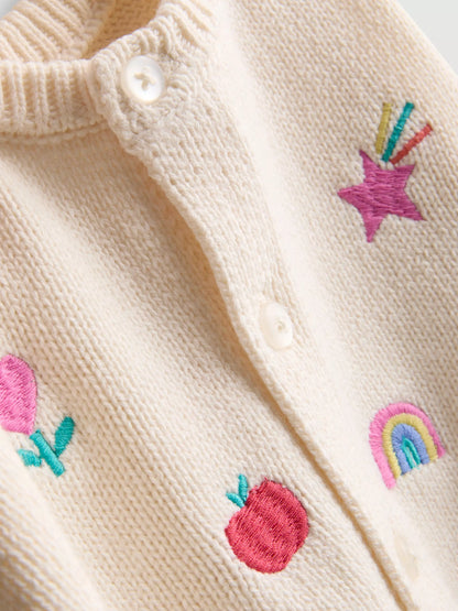 Pure Cotton Embroidered Cardigan and Leggings Set