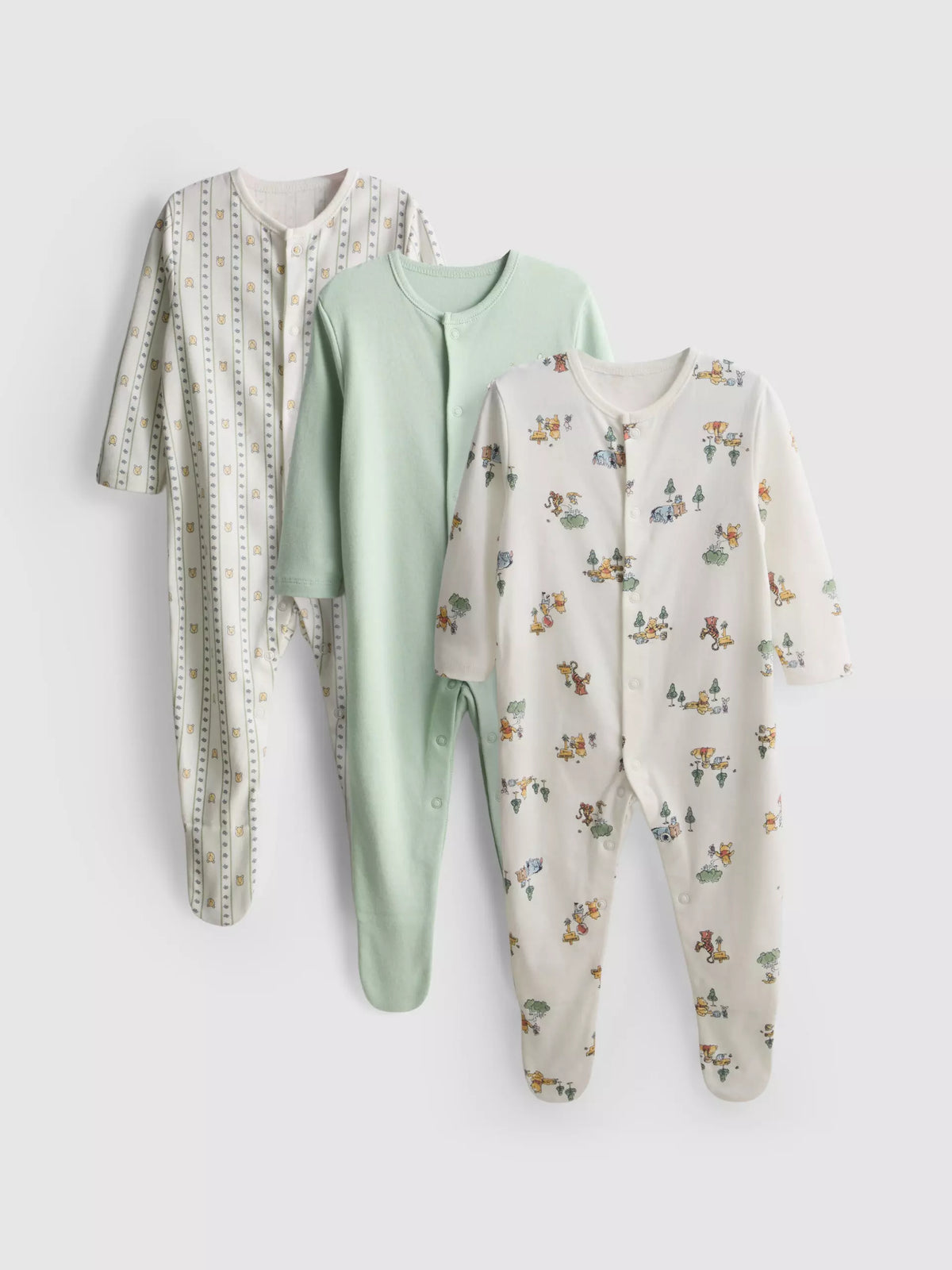 3pk Disney’s Winnie the Pooh Popper Sleepsuits