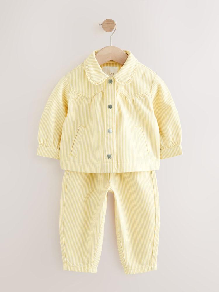 Ochre Yellow Stripe Shacket And Trousers