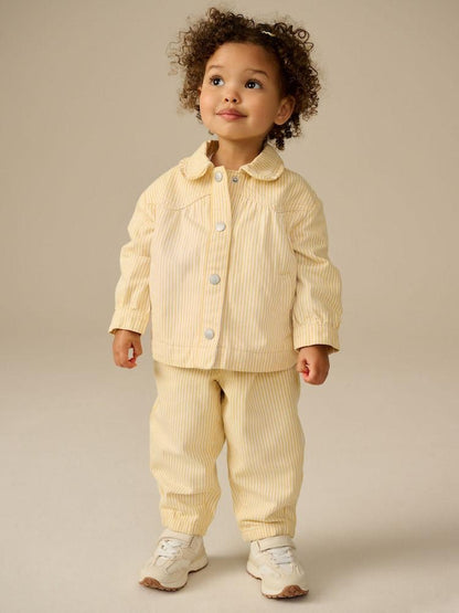 Ochre Yellow Stripe Shacket And Trousers